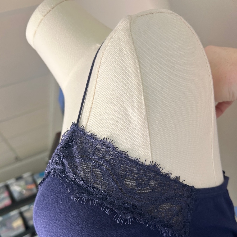 Y2K American Eagle Lace Trim Drop Waist Ruffle Cami Tank Top Coquette 2010s | M - Picture 6 of 10